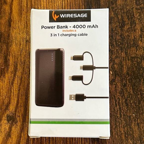 Wiresage Power Bank - 4000 mAh - Black, Works With Any USB-A Charging Cable, NIB - Picture 3 of 5